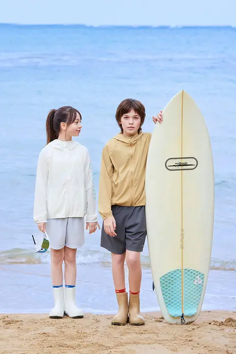 子供用紫外線対策服【夏用・柔らかい薄手・ミントグリーン・男女兼用】（セットアップ対応）