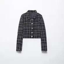 チェック柄の短丈ジャケット【秋冬用・ファッション・レディース】