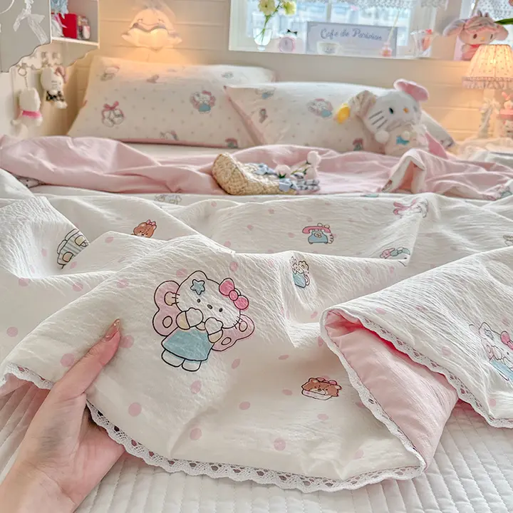 かわいいウサギのシワ加工の夏用クールケット【子供用・カートゥーン・機械洗い可】