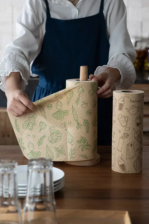霜山 竹繊維キッチン用ペーパータオル【使い捨て・湿気と乾燥両用・生分解性】