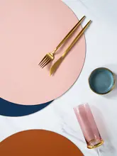 防水・断熱 大型円形レザーランチョンマット【花瓶・トレイ・テーブル用】