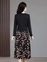 おしゃれで華やかなデザインの長袖ワンピース【花柄・ミドルエイジ向け・体型カバー】（セットアップ対応）