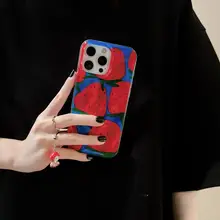 YUMIN SKY 夏の赤いイチゴデザインのiPhone用ケース【iPhone対応・衝撃吸収・ファッションアクセサリー付き】
