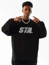 アメリカンストリートスタイルのロングスリーブTシャ ツ【ゆったりフィット・ラウンドネック・コットン】（セットアップ対応）