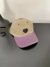 顔を引き立てるキャップ【広めのつば・刺繍ハートデザイン・カラーブロック】
