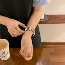 Apple Watch ストラップ 立体チェーン ステンレス メタル シルバー シリーズ対応 「Monna」