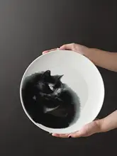 水彩画の猫のデザイン掛け皿【カフェ装飾・壁面用】