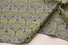 高品質リバティ柄 薄手の蝶デザイン生地【宝石ブルー・姜色の立体浮彫】
