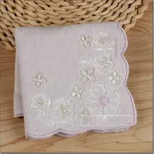 純綿製 ヴィンテージスタイル小型ハンカチ【刺繍・フリンジ加工】