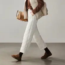 冬用おしゃれなゆったりフィットの軽量キルティングストレートパンツ【保温・極上の柔らかさ】