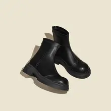 隠れた厚底マーチンブーツ【内蔵ヒール・スリムフィット・加圧インソール・秋冬用】（セットアップ対応）