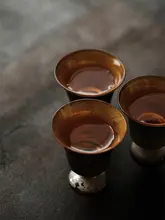 手作りガラス高脚杯【茶用・美しいデザイン】