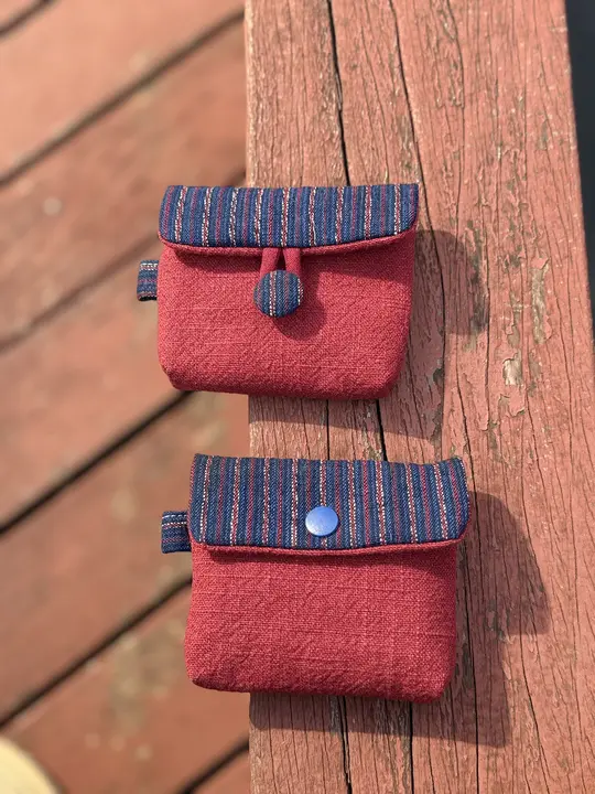 Bluetoothイヤホンケース カードケース 小銭入れ 綿100% 手織り風コットン レトロ ハンドメイド