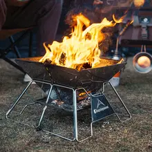 Kaman キャンプ用折りたたみバーベキューグリル【ステンレス製・軽量・ポータブル・炭火焼き】