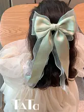 子供用 大きなリボンヘアアクセサリー【馬尾用・おしゃれ・飾り付き】