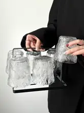 高級感ある氷河模様のカップホルダー【家庭用・リビングに最適・ガラス製・ジュースカ  ップ】（セットアップ対応）