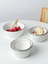 スタイリッシュな縦縞デザインの大きなサラダボウル【家庭用・朝食やスープに最適】
