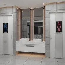 男女共用トイレ表示プレート【3D立体デザイン・アクリル製・壁面装飾用】