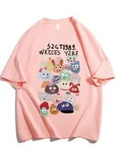 カジュアルな女性用ビンテージ風半袖Tシャツ【オーバーサイズ・純綿・アニメプリント・デザイン性】