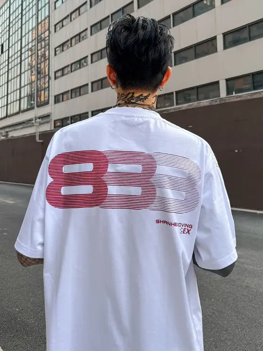 私たちのTシャツ【アメリカンストリートスタイル・グラデーション・男女兼用・重厚なコットン・クルーネック・ルーズフィット】