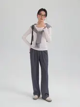 スーツパンツ レディース ワイドパンツ ストレート ドレープ感 着痩せ デザイン性 ダークグレー 通勤 オフィスカジュアル 春 秋