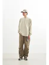 フィットの涼感コットン混紡ラウンドネック長袖Tシャツ