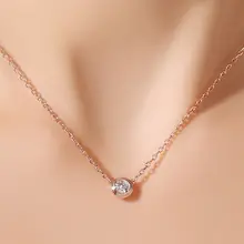 泡泡ダイヤモンドネックレス【18Kゴールド・シングルダイヤ・ローズゴールド・鎖骨チェーン】