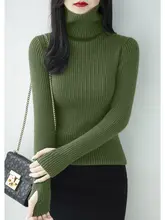 暖かさをプラス！ブラックハイネック長袖ニットトップス【フィット・厚手】