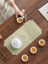 中式 ひざ掛け色の厚手 茶道マット【茶壺＆茶杯用・麻混・乾燥茶台アクセサリー】