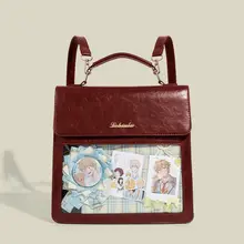 痛バッグ リュック 斜め掛け 制服風 缶バッジ収納 コンパクト デイリー レディース アニメグッズ