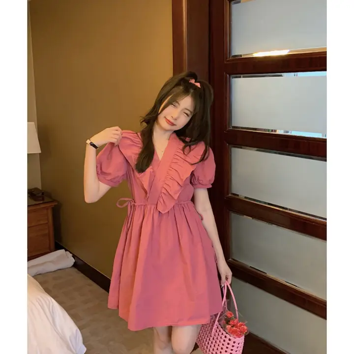 夏用 レディース ウエストマーク イレギュラーヘム ワンピース【デザイン性・短袖・やわらかい素材】