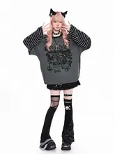 長袖Tシャツ レディース パッチワーク フェイクレイヤード ヴィンテージ ストリート Y2K ルーズ 着痩せ 春