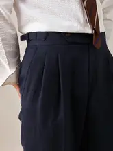 夏用コットンリネン製ナポリスタイルスラックス【ビジネスカジュアル・スリムフィット・薄手】