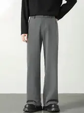 黒のストレートワイドパンツ【秋冬用・厚手・ゴムウエスト・高級感のある落ち感】