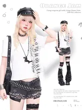 VネックショートスリーブTシャツ【音符プリント・スワロフスキー装飾・アートスタイル】