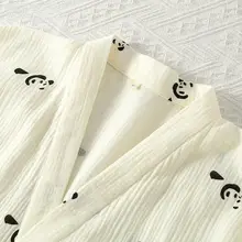 パンダデザインのコットンガウン【春夏用・軽やかで薄手・ルームウェア・和風】
