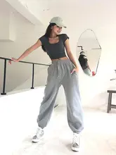 グレーのハイウエストフィットジョガーパンツ【春秋用・ストレート・快適・薄手】