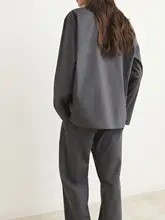 シンプルなコットン製ホームウェア【長ズボン・フィット・秋用】（セットアップ対応）