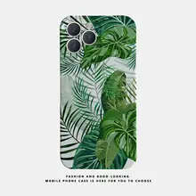 スマホケース シンプル リーフ柄 グリーン ペア iPhone Android対応