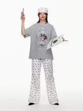 夏用ウエストダブルデザイン 白色プリントの工事パンツ【カジュアル・スタイルアップ効果】（セットアップ対応）