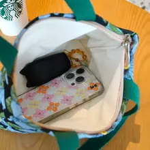 レトロな雰囲気の手提げバッグ【立体刺繍・フレンチスタイル・便利なジッパー付き】