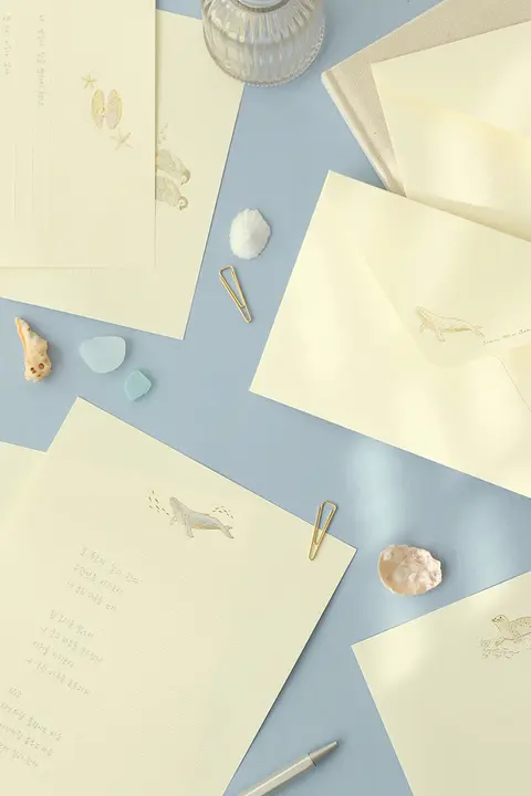 便箋封筒セット ヴィンテージ 箔押し 上品 おしゃれ インスタ映え カップル 友人 告白 「paperian」