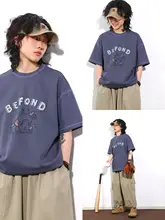 カジュアルアニメプリントTシャツ【女性用・夏季・ゆったり・ラウンドネック・短袖】