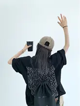 夏季チックなカジュアルカップル用コットンTシャツ【フィット・レトロデザイン・背面プリント・半袖】