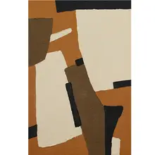シンプルな抽象オレンジのリビングルーム装飾画【ミニマルデザイン・クリーム系・侘寂スタイル】
