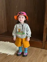 子供用 カートゥーンくまデザインの秋用スウェットシャツ【カジュアル・プルオーバー】（セットアップ対応）