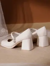 ホワイトマリージェン少女用ハイヒール【疲れにくい・太めヒール・幅広・大きいサイズ41】