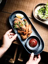 おしゃれな陶製餃子皿【楕円形・和風デザイン・高級感】