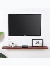 天然木製 壁掛けテレビシェルフ【リビング・寝室用・一字型デザイン】