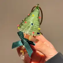 手作りガラス製クリスマスツリーの車用オーナメント【クリスマス装飾・男女兼用・雰囲気ギフト】